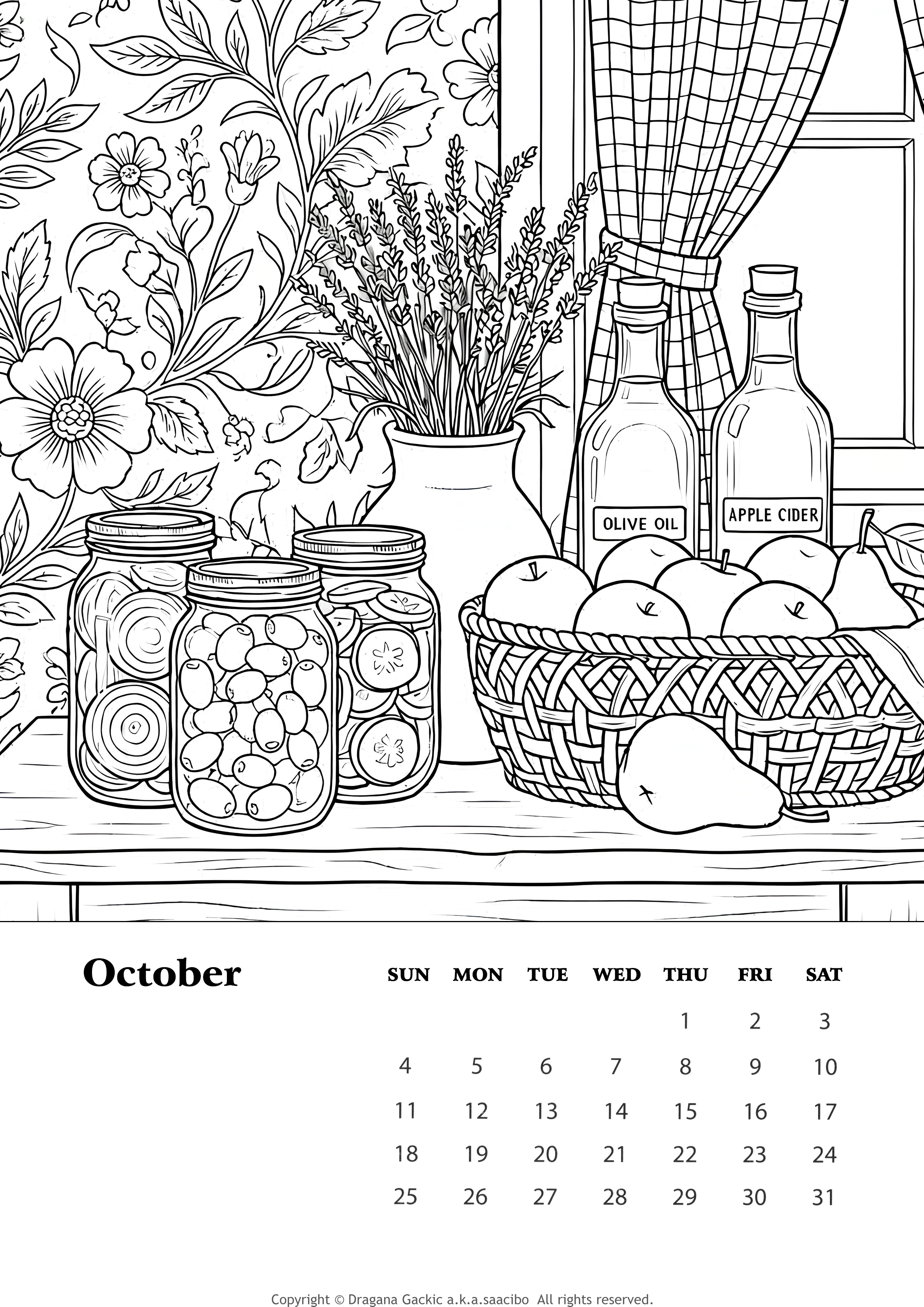 2026 Printable Coloring Wall Calendar A4 Size for Each Month diy