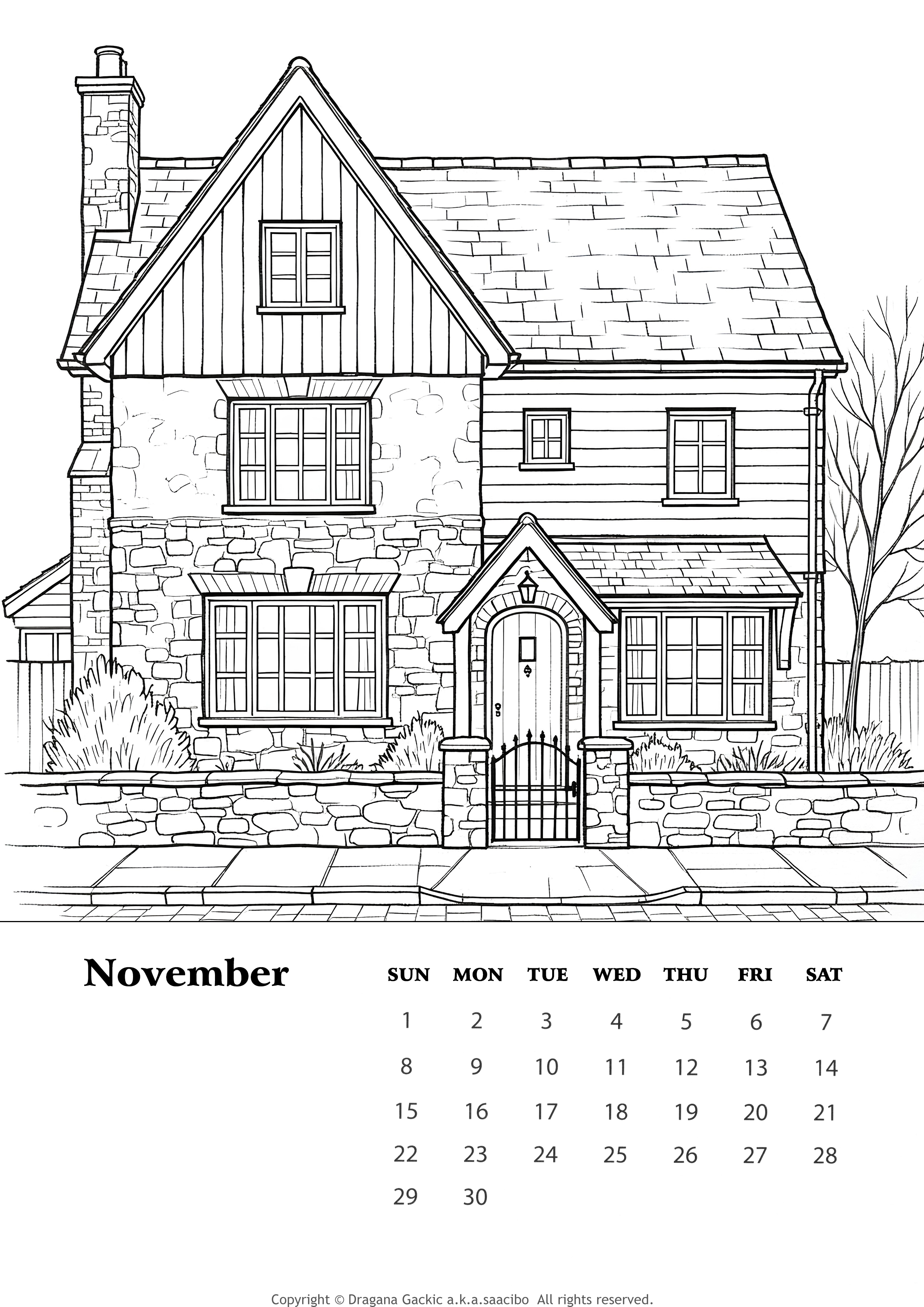 2026 Printable Coloring Wall Calendar A4 Size for Each Month diy