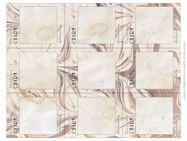 Display paper holder cards for charms