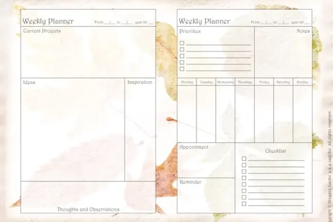 SAACIBO Weekly Planner Pages Freebie