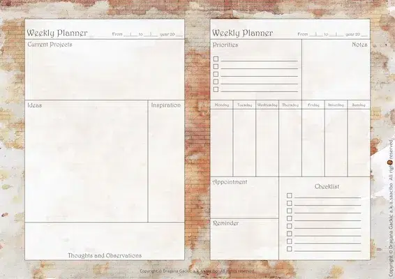 Printable Weekly Planner Pages Inspired By Townhouse Textures