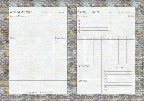 Printable Weekly Planner Pages Inspired By Townhouse Textures