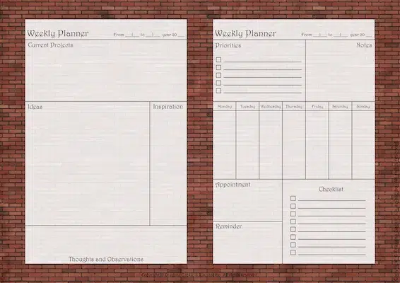 Printable Weekly Planner Pages Inspired By Townhouse Textures