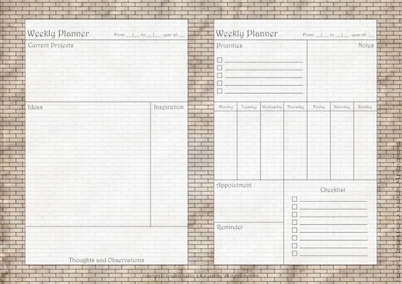 Printable Weekly Planner Pages Inspired By Townhouse Textures