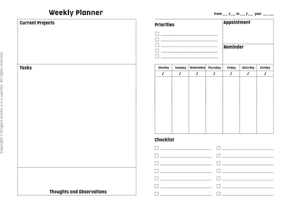 Printable Weekly Planner Pages For Men Inspired By Mechanical Gears