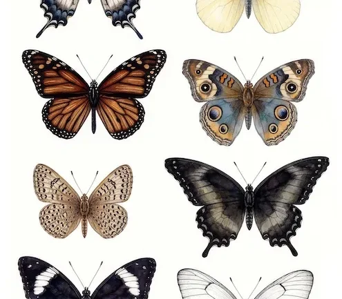 Free Vintage Black and White Butterfly Clipart: Printable Fussy Cuts for Junk Journals