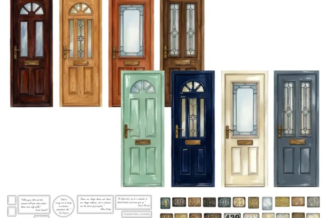 Printable Watercolor Illustrations Doors and Inspirational Quotes - Cut Outs for Craft Projects, Miniature Houses or Cards