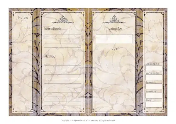 Saacibo Art by Dragana Gackic 3 Vintage Gold & Damask Dye Recipe Folio