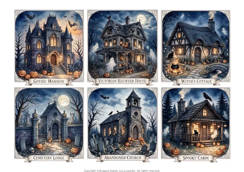 Saacibo Haunted Houses Cards 3 T