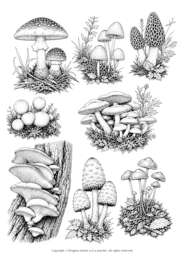 Saacibo Mushrooms FussyCuts Page 1 T