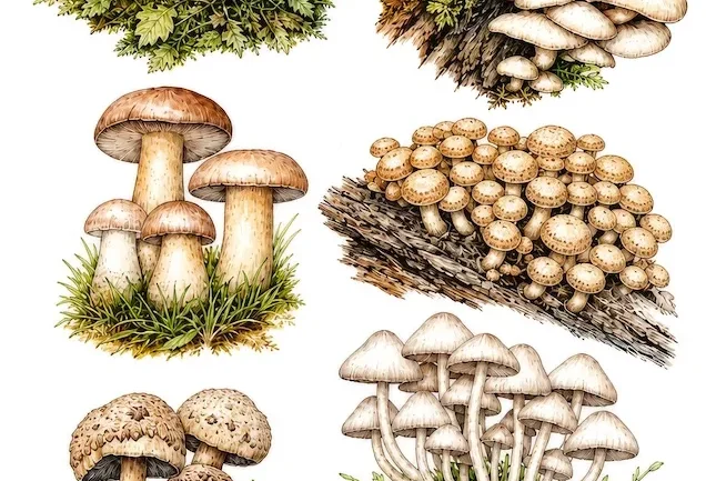 Saacibo Art by Dragana Gackic 2 Free Watercolor Style Mushrooms Clipart Printable: Woodland Fussy Cuts for Junk Journals
