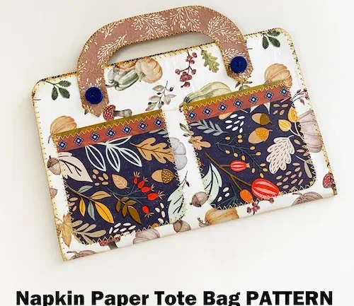 Printable Napkin Paper Tote Bag Pattern - Cutting Template 4 Parts
