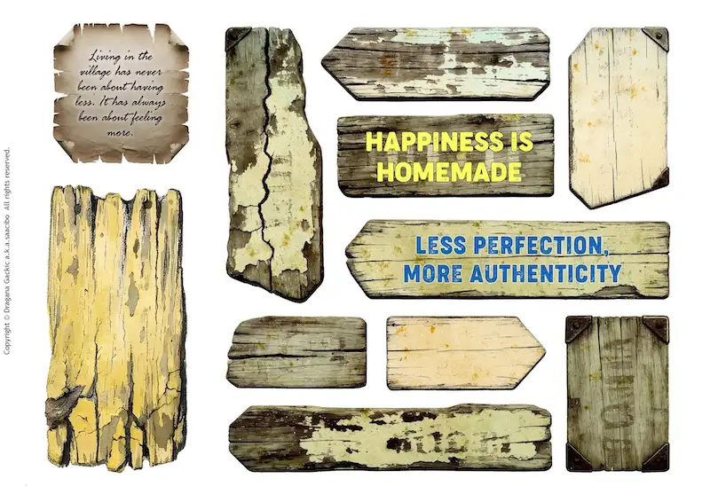Rustic Wood Tags, Signs & Picket Fences - Printable Ephemera Inspired By Country Life
