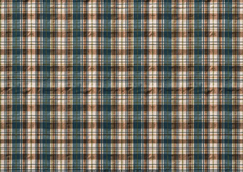 Free printable brown, slate blue and cream tartan plaid paper, A4 landscape JPG, pattern 7 of 10