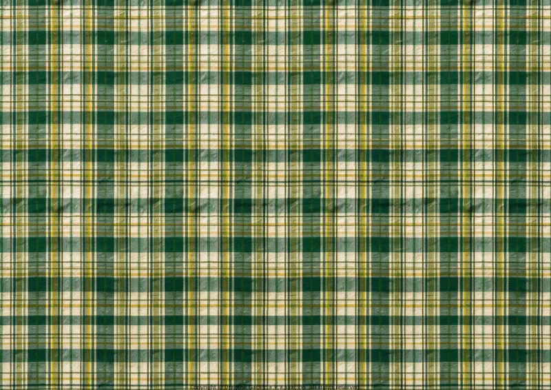 Free printable green, yellow and cream tartan plaid paper, A4 landscape JPG, pattern 9 of 10