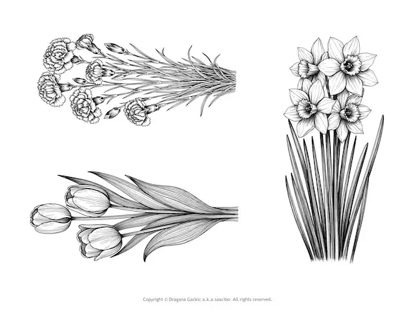 Saacibo_Vintage Florals Freebie B&W