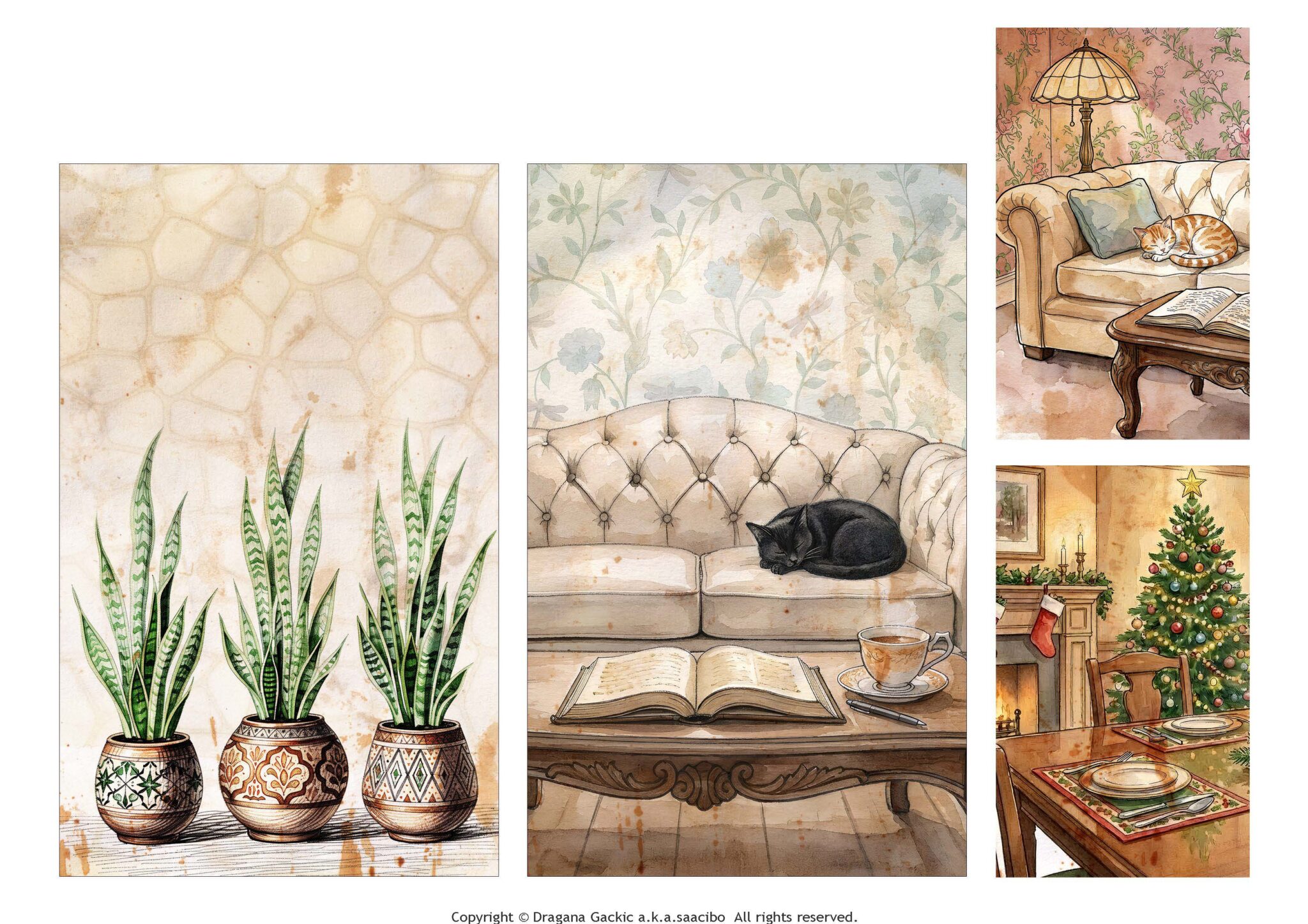 Cozy Home Interior Collage – for French Window Cutout project